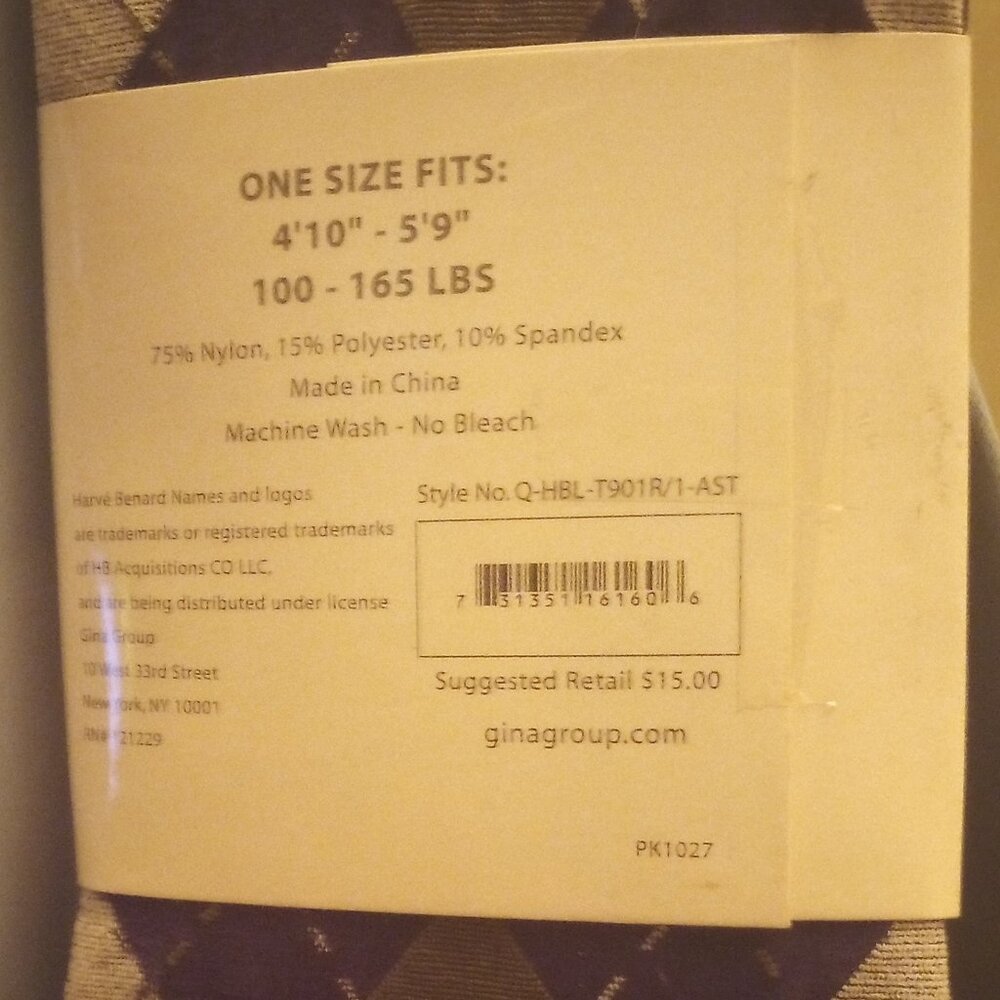 Harve' Benard women's argyle tights one size multicolor New! - Picture 3 of 5